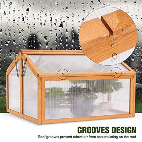 Mcombo Double Box Wooden Greenhouse Cold Frame Raised Plants Bed