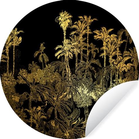 Wallcircle Muurstickers Behangcirkel Jungle Goud Bomen