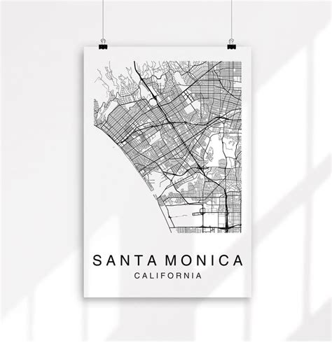 Santa Monica Map Santa Monica City Map Printable Map Map | Etsy | Santa ...