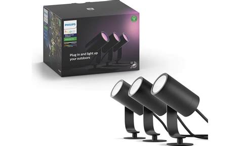 Philips Hue Lily Whitecolor Outdoor Spotlight Base Kit 600 Lumens 3 Pack Of Smart