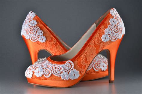 Lace Orange Wedding Shoes 375 Custom Colors 250 Etsy