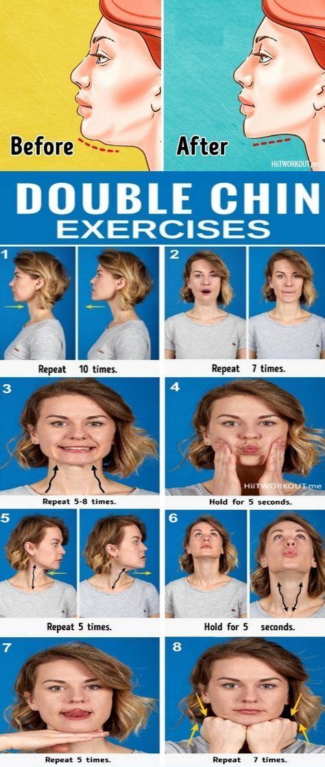 7 Exercises to say Goodbye to your Double Chin | Double chin exercises ...