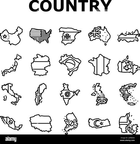 Country World Map Global Travel Icons Set Vector Stock Vector Image