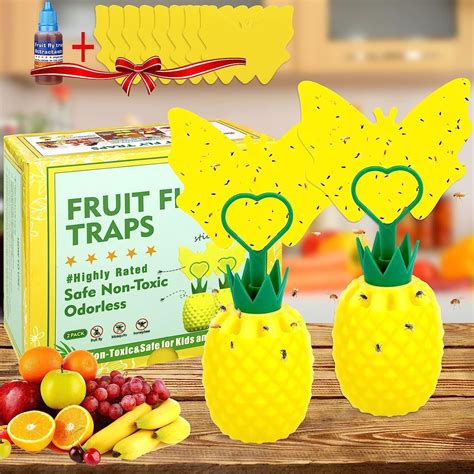 Onemayship 2 Pack Pineapple Shape Fruit Fly Traps Effective Fruit Fly Catcher Reusable Gnat