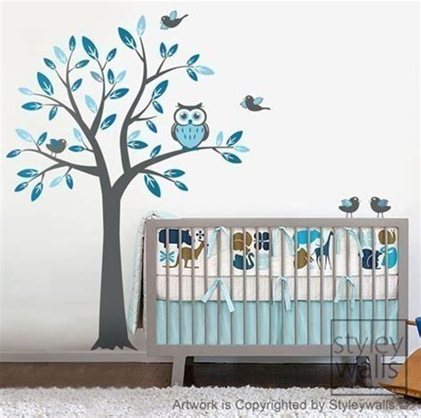 Owl Tree Wall Decal Tree With Owls And Birds Wall Decal Owl Etsy