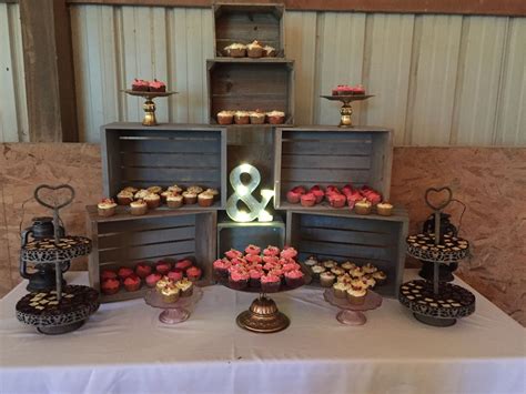 Cupcake Display Using Wooden Crates Wedding Cupcake Display Wedding Dessert Table Cupcake