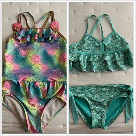 Girls Size 6 6x Betsy Johnson Justice Mermaid Bikini Swimsuit Bathing