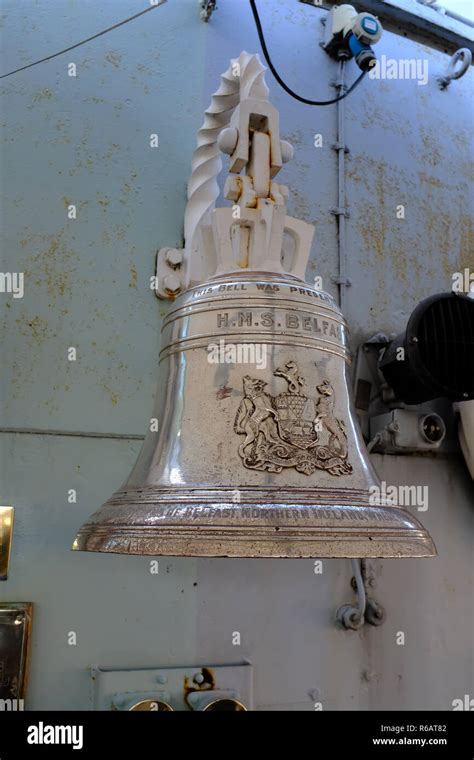 Hms Belfast Ships Bell London Uk Stock Photo Alamy