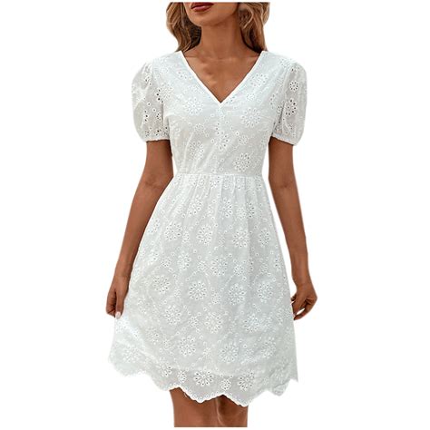 Vrhaik Beautiful Dresses For Women White Bridesmaid Dress Short Sleeve