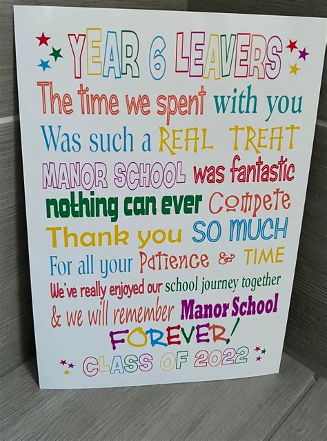 Year 6 School Leavers A4 print UNFRAMED – Framed Forever More Limited