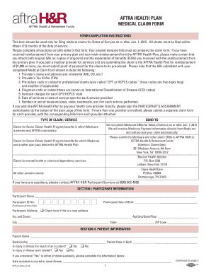 Fillable Online AFTRA HEALTH PLAN MEDICAL CLAIM FORM Fax Email Print