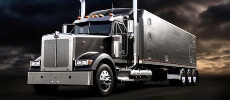 Premium AI Image Big Rig Classic American Powerful Gray Semi Truck