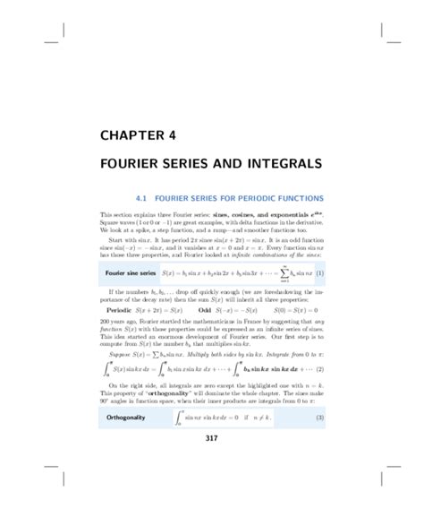 Pdf Chapter 4 Fourier Series And Integrals 41 Fourier Series For