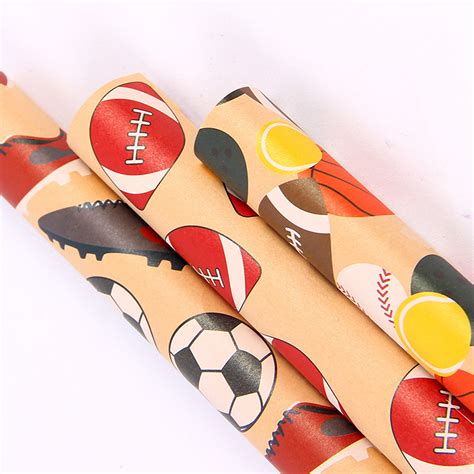 Sports T Wrapping Paper Rugby Basketball Tennis Baseball Football