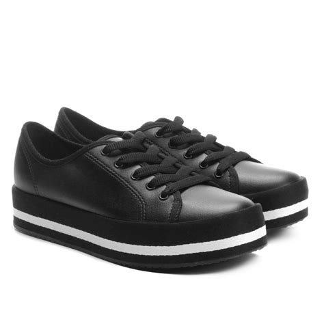 Tênis Beira Rio Listrado Feminino Preto Netshoes