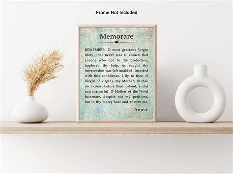 Memorare Poster Memorare Prayer Print Motivational Quote Art Inspiring ...