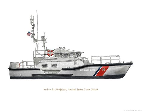 Foot Mlb United States Coast Guard Lifeboat Watercolor Print X