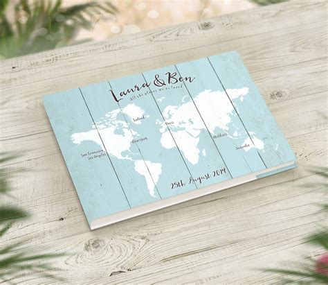 Travel Theme Wedding Guest Book, Destination Guestbook, Personalised ...