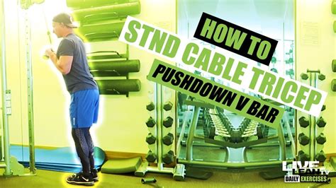 How To Do A Standing Cable Tricep Pushdown With V Bar Exercise