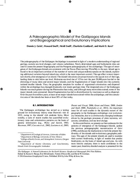 Pdf A Paleogeographic Model Of The Galápagos Islands And