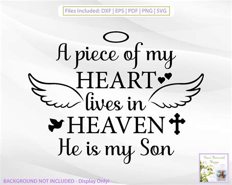A Piece of My Heart Lives in Heaven SVG, He is My Son, Loving Memory