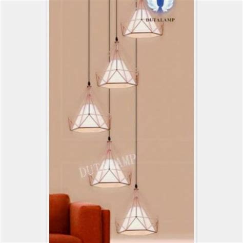 Jual Lampu Hias Gantung Void Tangga Minimalis Pendant Rose Gold Susun