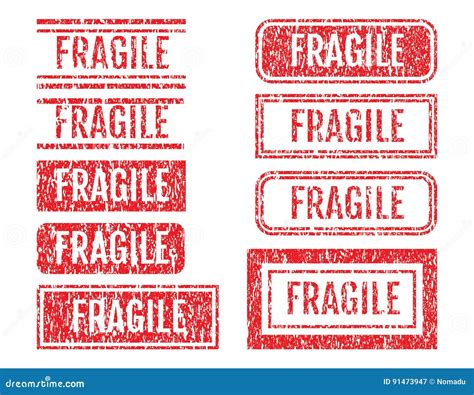 Fragile Word Rubber Stamps Grunge Style Set Stock Vector Illustration Of Warning Stamp 91473947