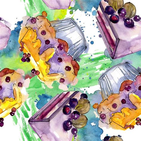 Tasty Cake In A Watercolor Style Watercolour Illustration Set