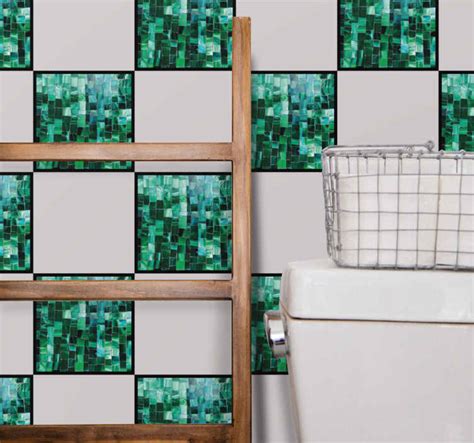 Azulejos Adhesivo Mosaico Verde Degradado TenVinilo