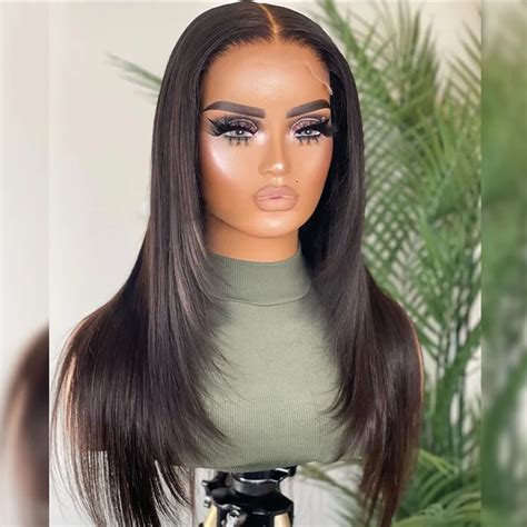 Perruque Lace Front Wig Naturelle Br Silienne Remy Cheveux Lisses