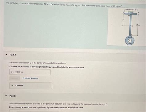 Solved The Pendulum Consists Of Two Slender Rods Ab And Oc Chegg