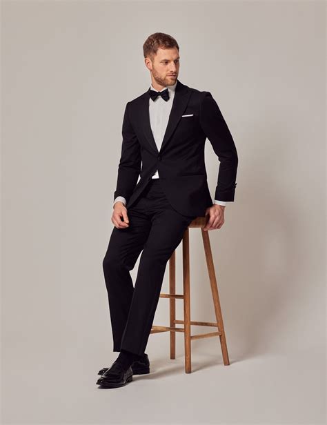 Men S Black Wool Tailored Fit Dinner Suit Collection Hawes