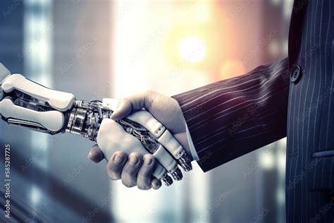 Human Robot Collaboration Handshake Between Human And Robot With