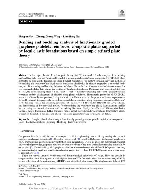 Bending And Buckling Analysis Of Functionally Graded Graphene Platelets