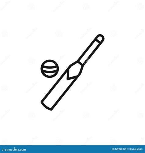 Cricket Bat Ball Icon Logo Sign Vector Outline Stock Illustration ...