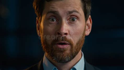 Portrait Surprised Shocked Caucasian Adult Bearded Businessman Middle