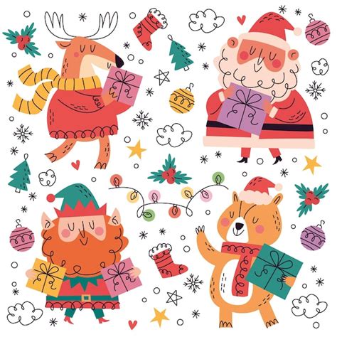 Free Vector Hand Drawn Christmas Doodle Collection