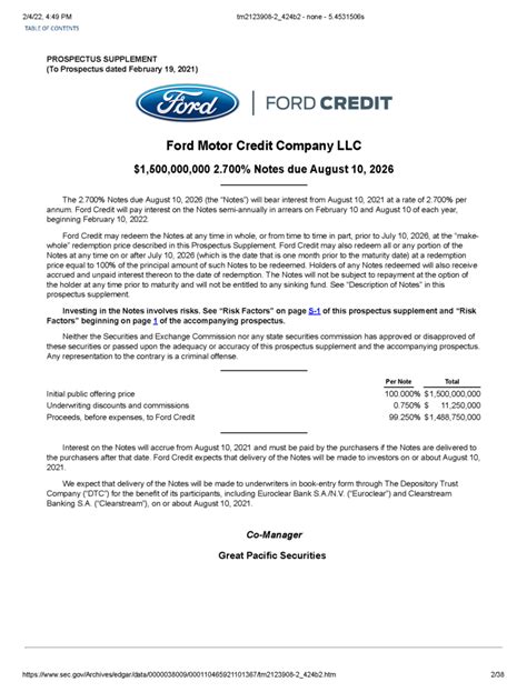 Gps Co Manages A Billion Ford Credit Transaction Great Pacific