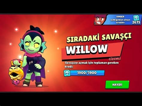 Brawl pass ı bitirdik Yeni karakter WILLOW u aldık KROMA kredilerle SAM