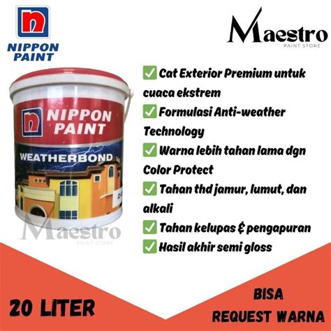 Jual Cat Tembok Nippon Paint Weatherbond L Brilliant White Dan Warna