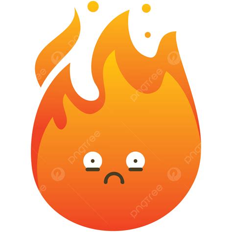 Lindo Fuego Emoji Expresi N Triste Vector Png Fuego Emoticono