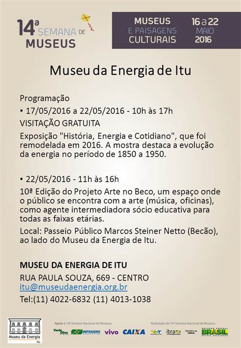 Museu da Energia participa da 14ª Semana Nacional de Museus CMPC Itu