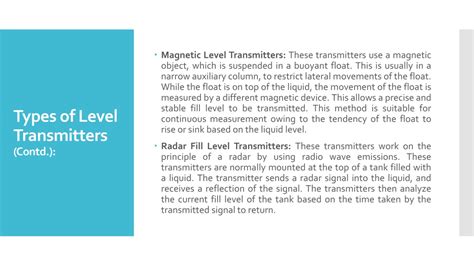 PPT Types Of Level Measurement Transmitters How Do They Work