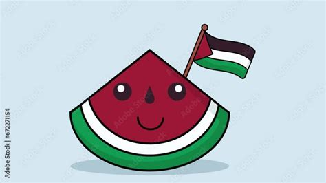 Animated Footage Of Watermelon And Palestine Flags Watermelon Has