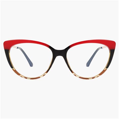 Buy Retro Leopard Print Cat Eye Glasses Frame Blue Light Blocking