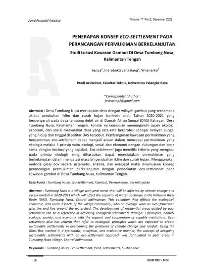 PENERAPAN KONSEP ECO SETTLEMENT PADA PERANCANGAN PERMUKIMAN BERKELANJUTAN