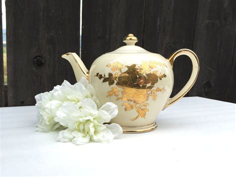 Vintage English Sadler Gold Floral Teapot Sadler Made In