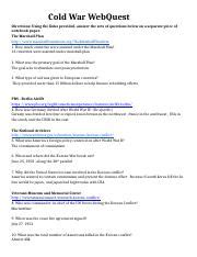 Cold War Webquest Docx Cold War Webquest Directions Using