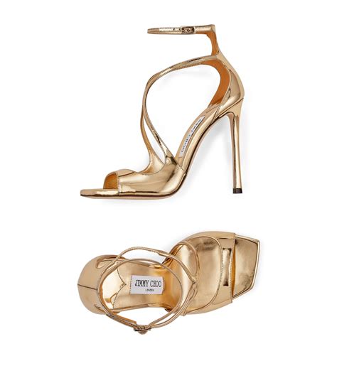 Womens Jimmy Choo Gold Azia Leather Sandals Harrods Uk