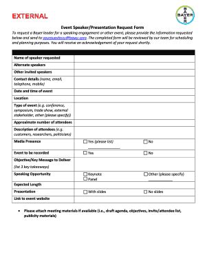 Fillable Online Event Speaker Presentation Request Form Fax Email Print